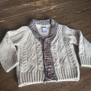 Little Lad Shawl Collar Cable Knit Baby Cardigan Sweater 12M Mix Gray